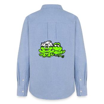 2 Frösche Pärchen Frau Mann Kröte Lustig Verliebt - Frauen Oxford Hemd - Carolina Blue - Hinten - AI Model Female 172 light (172cm)