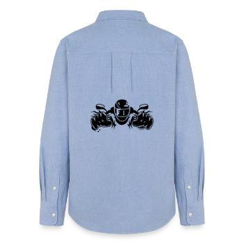 Motorrad fahren - Frauen Oxford Hemd - Carolina Blue - Hinten - AI Model Female 172 light (172cm)