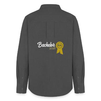 Bachelor 2026 Abschluss Promotion Sponsion - Frauen Oxford Hemd - Anthrazit - Hinten - AI Model Female 172 light (172cm)