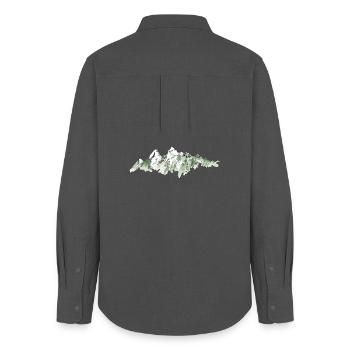 Mountain Watercolor Design – Tranquility of the Peaks - Women's Oxford Shirt - anthracite - Back - AI Model Female 172 light (172cm)