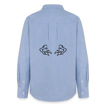 Previous T-Rex - Women's Oxford Shirt - carolina blue - Back - AI Model Female 172 light (172cm)