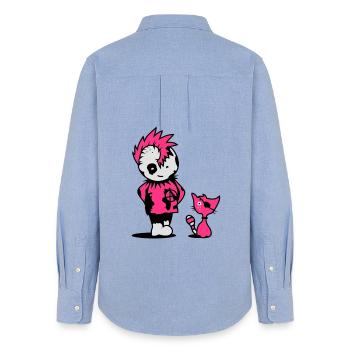 Ein kleiner Punk mit einer kleinen Katze - Frauen Oxford Hemd - Carolina Blue - Hinten - AI Model Female 172 light (172cm)
