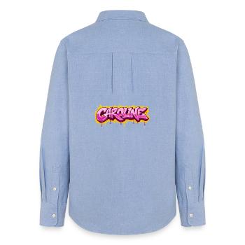 CAROLINE GRAFFITI NAME FÜR PERFEKTES GESCHENK DRUCKBAR - Frauen Oxford Hemd - Carolina Blue - Hinten - AI Model Female 172 light (172cm)