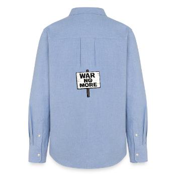 War No More – Sticker Peace & Humanity  - Chemise Oxford Femme - carolina blue - Dos - AI Model Female 172 light (172cm)