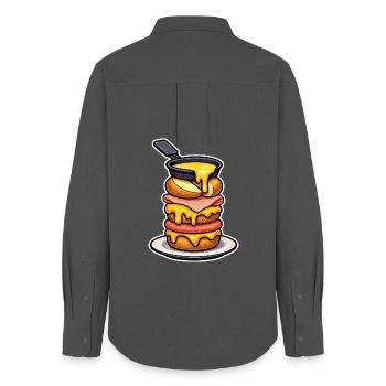 Raclette avec Fromage Fondant Montagne et Fondue - Chemise Oxford Femme - charbon - Dos - AI Model Female 172 light (172cm)