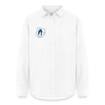 Noël vs. Trex - Chemise Oxford Femme - blanc - Devant - AI Model Female 172 light (172cm)