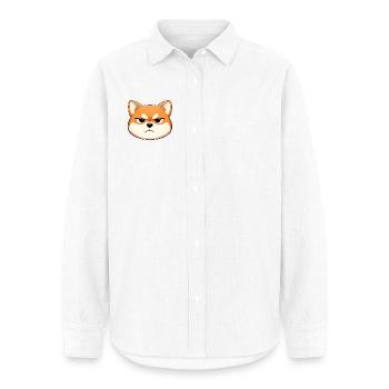 Grumpy, the shiba inu who makes a face - Women's Oxford Shirt - white - Front - AI Model Female 172 light (172cm)