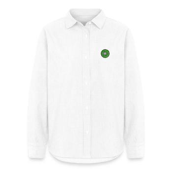 Kiwi brodé - Chemise Oxford Femme - blanc - Devant - AI Model Female 172 light (172cm)