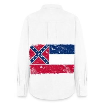 Mississippi Vintage Flagge - Frauen Oxford Hemd - Weiß - Hinten - AI Model Female 172 light (172cm)