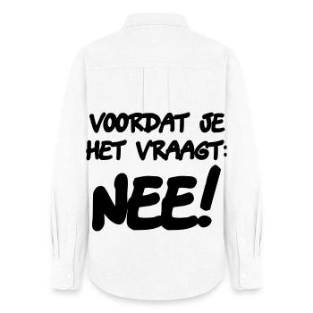 Avant de demander: NON! Chemise humoristique * - Chemise Oxford Femme - blanc - Dos - AI Model Female 172 light (172cm)