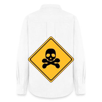 Danger, danger sign * - Women's Oxford Shirt - white - Back - AI Model Female 172 light (172cm)