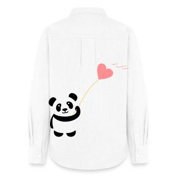 panda herz niedlich luftballon bär groß dick kusch - Frauen Oxford Hemd - Weiß - Hinten - AI Model Female 172 light (172cm)