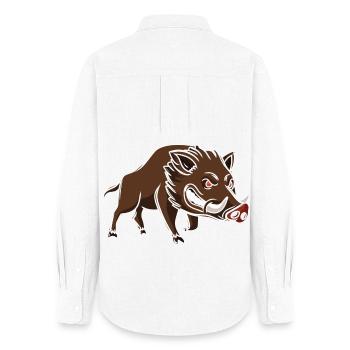 Wütendes Wildschwein Cartoon Druck - Frauen Oxford Hemd - Weiß - Hinten - AI Model Female 172 light (172cm)
