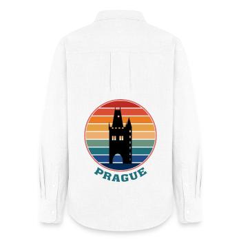 Prager Wahrzeichen Silhouette Tschechische Reise Souvenir - Frauen Oxford Hemd - Weiß - Hinten - AI Model Female 172 light (172cm)