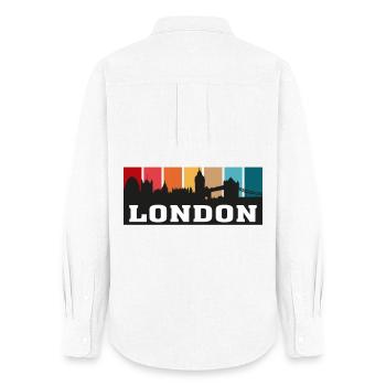 London England Travel Souvenir Skyline Silhouette - Women's Oxford Shirt - white - Back - AI Model Female 172 light (172cm)