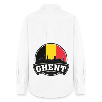 Gent Belgium Skyline Travel Souvenir Belgische Flagge - Frauen Oxford Hemd - Weiß - Hinten - AI Model Female 172 light (172cm)