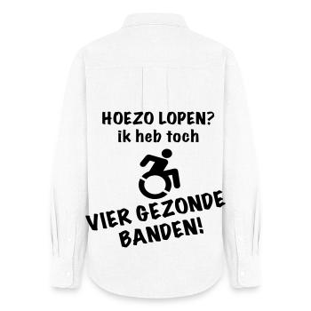 Walk? I still have four wheelchair tires sent * - Women's Oxford Shirt - white - Back - AI Model Female 172 light (172cm)