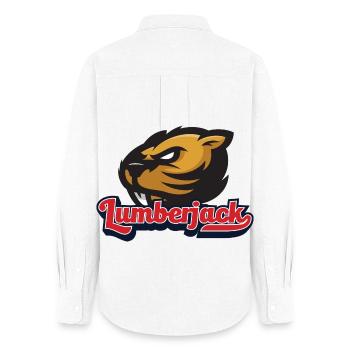 Lumberjack Design Lumberjack Hatchet Wood Shavings Beaver - Women's Oxford Shirt - white - Back - AI Model Female 172 light (172cm)
