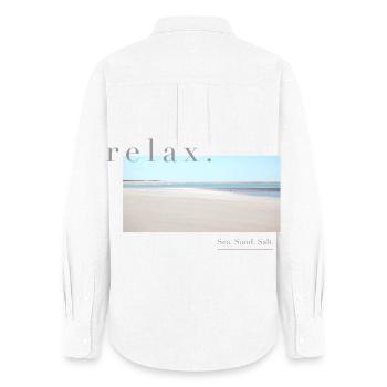 Relax – Sea Sand Salt - Frauen Oxford Hemd - Weiß - Hinten - AI Model Female 172 light (172cm)