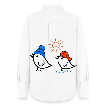 Moineau, Soleil, Printemps - Chemise Oxford Femme - blanc - Dos - AI Model Female 172 light (172cm)