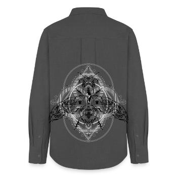 Geometrisch Psychodelisch Insekten Muster Pattern - Frauen Oxford Hemd - Anthrazit - Hinten - AI Model Female 172 light (172cm)