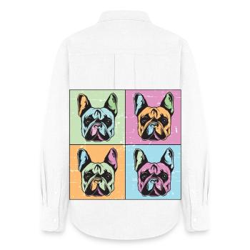 Bulldoggen Bild Abstrakt - Frauen Oxford Hemd - Weiß - Hinten - AI Model Female 172 light (172cm)