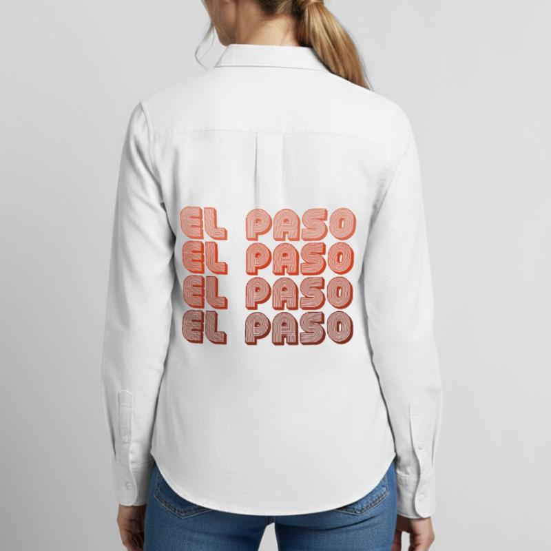 El Paso Gradient Retro Pattern Women's Oxford Shirt