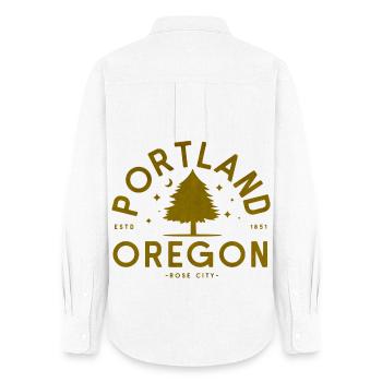 Logo d’arbre vintage à Portland, Oregon - Chemise Oxford Femme - blanc - Dos - AI Model Female 172 light (172cm)