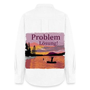 Problem Lösung Angeln - Frauen Oxford Hemd - Weiß - Hinten - AI Model Female 172 light (172cm)