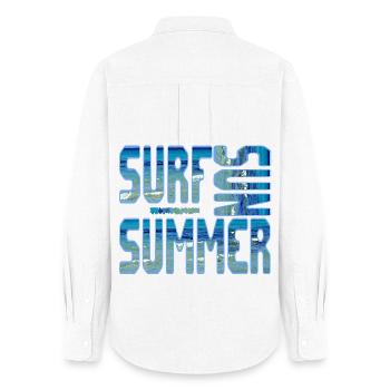 Sommer Surf Blue Strand Meer Wasser Sonne - Frauen Oxford Hemd - Weiß - Hinten - AI Model Female 172 light (172cm)