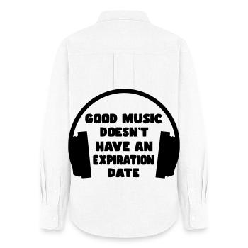 La bonne musique n’a pas de date d’expiration * - Chemise Oxford Femme - blanc - Dos - AI Model Female 172 light (172cm)