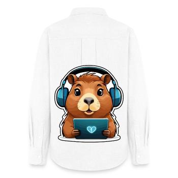 Capybara with computer - Women's Oxford Shirt - white - Back - AI Model Female 172 light (172cm)