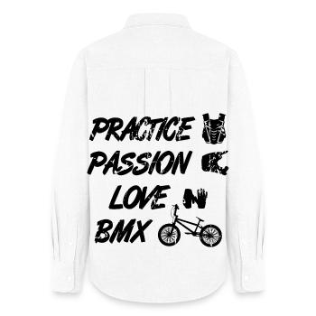 Passion Amour BMX - Chemise Oxford Femme - blanc - Dos - AI Model Female 172 light (172cm)