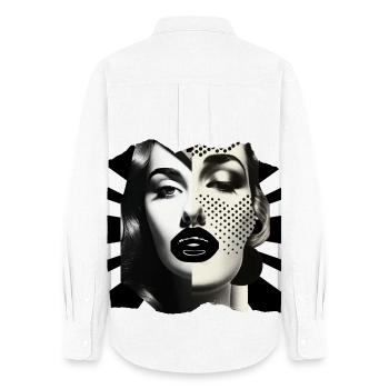 Photo collage Black & White - Women's Oxford Shirt - white - Back - AI Model Female 172 light (172cm)