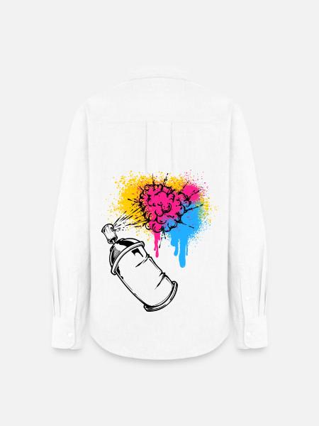 Graffiti Sprayer Spraydose Zeichnen Illustration - Frauen Oxford Hemd - Weiß