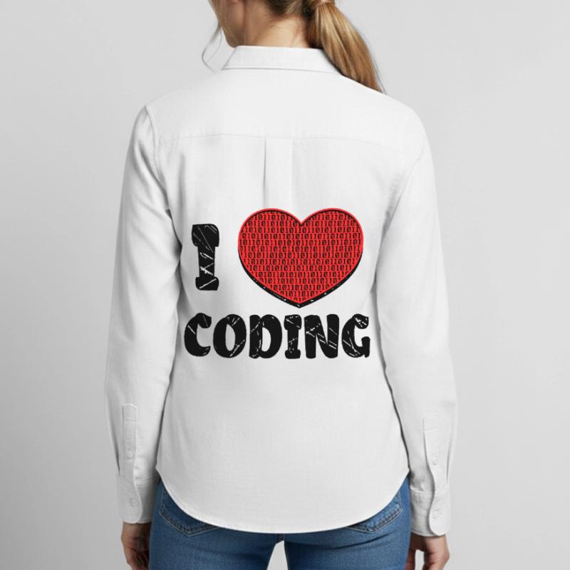Script de code Debug Heart Statement Chemise Oxford Femme
