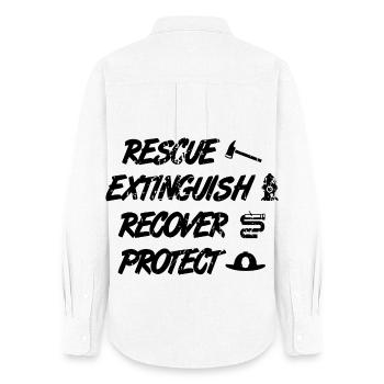 Rescue Extinguish Recovery Protect - Women's Oxford Shirt - white - Back - AI Model Female 172 light (172cm)