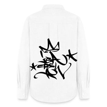 Graffiti Tag JGA Crew King 02 1C - Frauen Oxford Hemd - Weiß - Hinten - AI Model Female 172 light (172cm)
