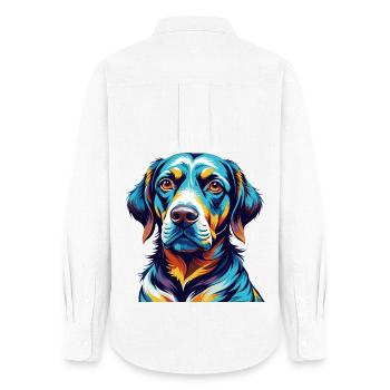 Bruno Jura Hound Hund Rasse Bunte Karikatur Kawaii - Frauen Oxford Hemd - Weiß - Hinten - AI Model Female 172 light (172cm)