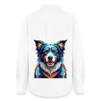 Chien de berger picard, race, dessin animé coloré, kawaii - Chemise Oxford Femme - blanc - Dos - AI Model Female 172 light (172cm)