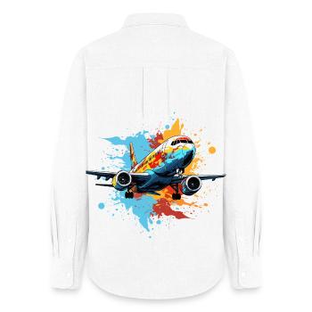 Airplane Graffiti - Women's Oxford Shirt - white - Back - AI Model Female 172 light (172cm)