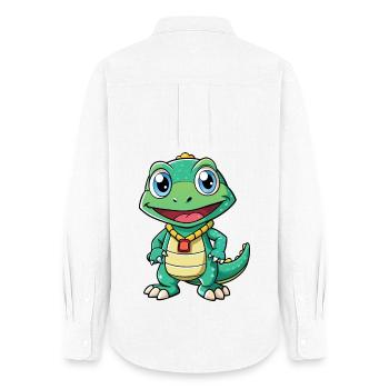 Monitor Lizard Cartoon Character Kawaii Clipart - Women's Oxford Shirt - white - Back - AI Model Female 172 light (172cm)