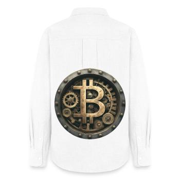 La machine Bitcoin - Chemise Oxford Femme - blanc - Dos - AI Model Female 172 light (172cm)
