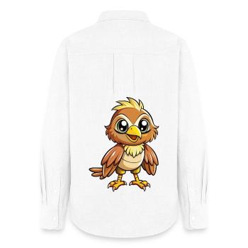Hawk Cute Cartoon Character Kawaii Clipart - Women's Oxford Shirt - white - Back - AI Model Female 172 light (172cm)