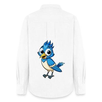 Jay Bird Niedliche Zeichentrickfigur Kawaii Clipart - Frauen Oxford Hemd - Weiß - Hinten - AI Model Female 172 light (172cm)