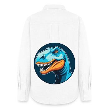 Dinosaurier Niedliches Kawaii Cartoon Tier Haustier Logo - Frauen Oxford Hemd - Weiß - Hinten - AI Model Female 172 light (172cm)