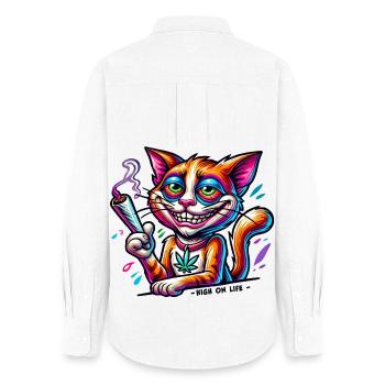High Cat - Survol en direct - Chemise Oxford Femme - blanc - Dos - AI Model Female 172 light (172cm)