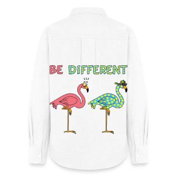 Flamant rose différent - Chemise Oxford Femme - blanc - Dos - AI Model Female 172 light (172cm)
