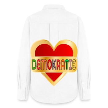 DEMOKRATIE WÄHLEN HERZ - Frauen Oxford Hemd - Weiß - Hinten - AI Model Female 172 light (172cm)