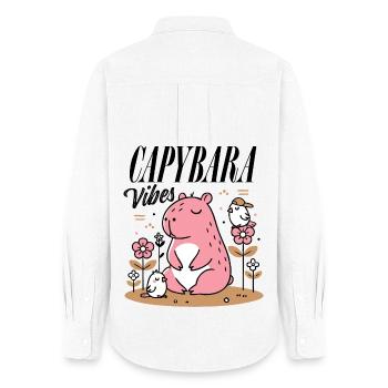 Relaxed capybara with friends - Women's Oxford Shirt - white - Back - AI Model Female 172 light (172cm)